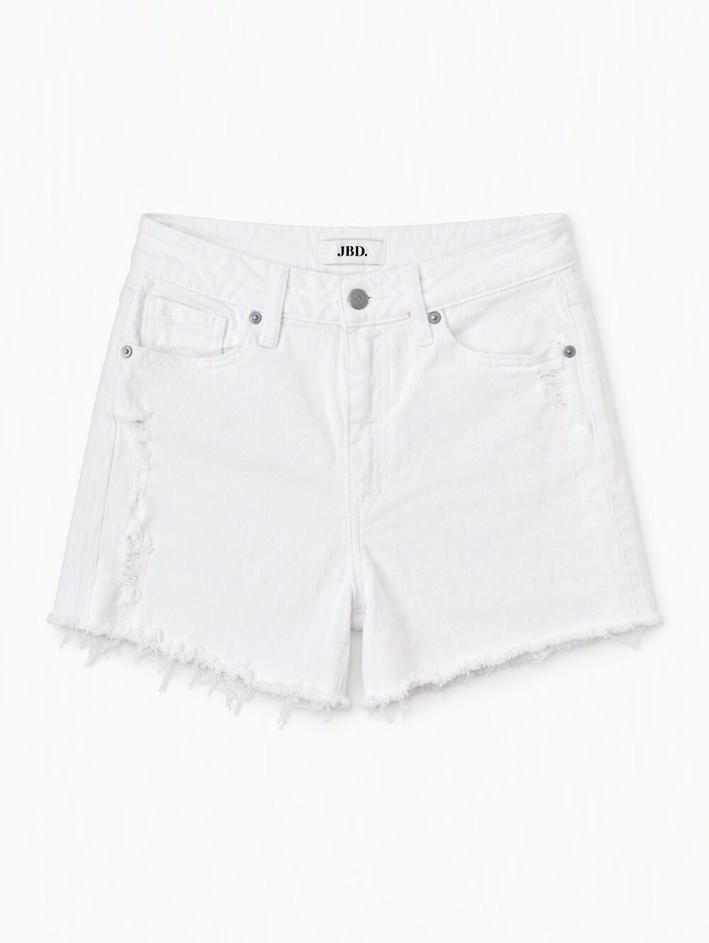 JBD White High-Rise Frayed Denim Shorts - Size XS